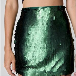 NASTY GAL Disc Sequin Miniskirt in Green